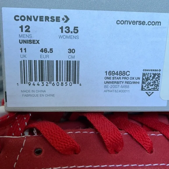Converse One Star Pro OX University Red/White MEN`S - Picture 16 of 16